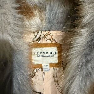 Hollister Silver Faux Fur Vest